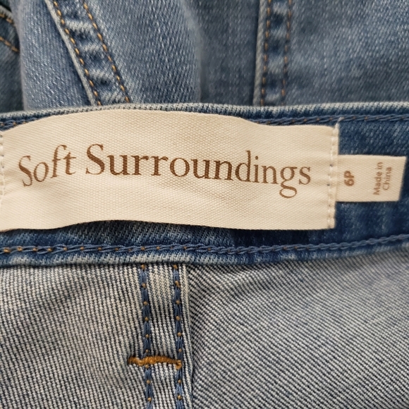 SOFT SURROUNDINGS Wide Leg Cropped Blue Jeans Gaucho Retro 70s Style Tre… - Picture 7 of 9